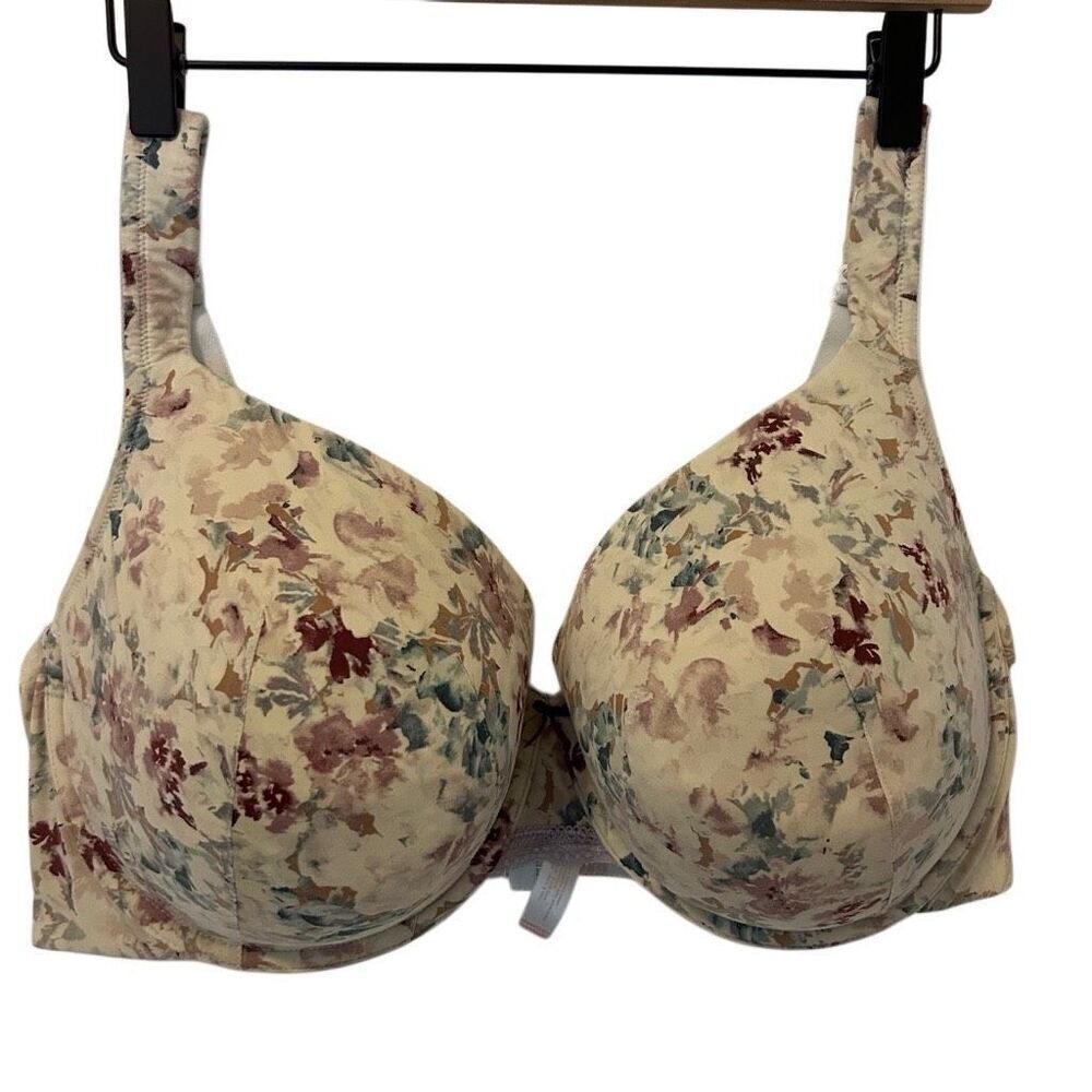 Cacique Bra Size 44DDD Lightly Lined Full Coverage Padded Underwire pink floral
